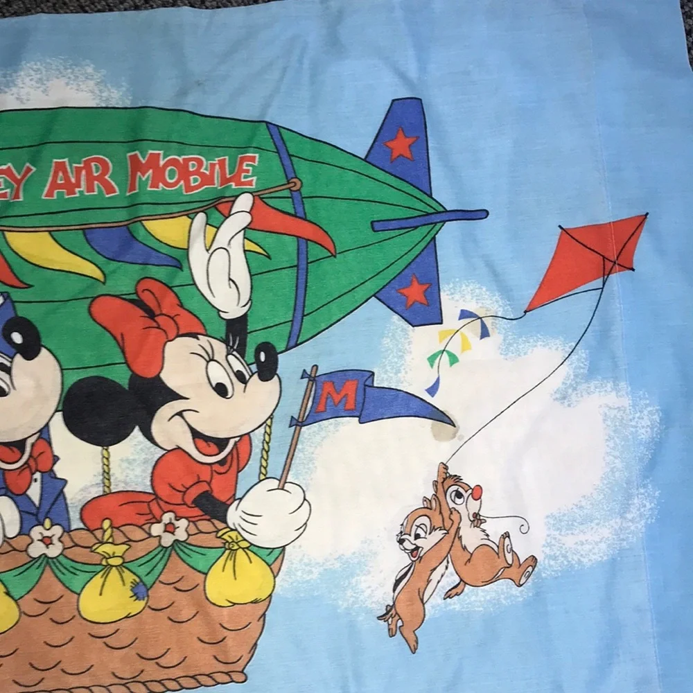 Vintage Disney Mickey Mouse & Friends Air Mobile Twin Bedding Set Blue Pacific
